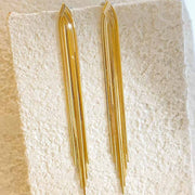 18k Solid Yellow Gold Chain Earrings